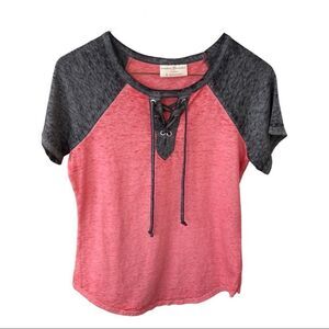 Bobbie Brooks Short Sleeve Lace Up Top • NWT